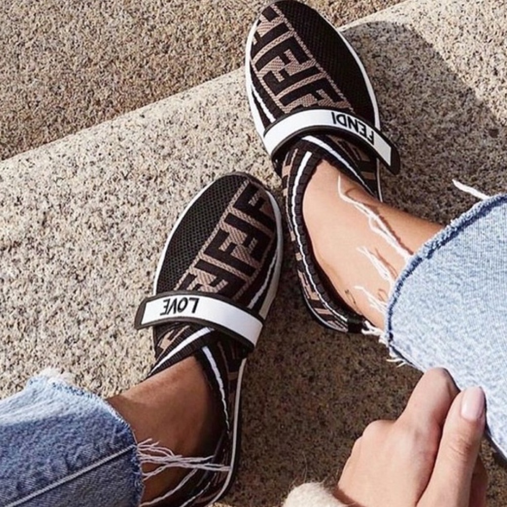 Fendi Black and Brown Slip-On Sneakers! Like new condition. Worn once!